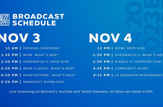BlizzCon 2023 Live Streaming Schedule