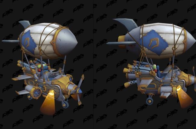 Customization Options for the Flying Airship Mount from Delves in The War Within