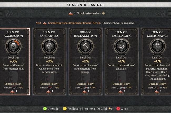 Patch 1.1.4: Urn of Aggression Season Blessing Experience Bonus Boosted to 20%