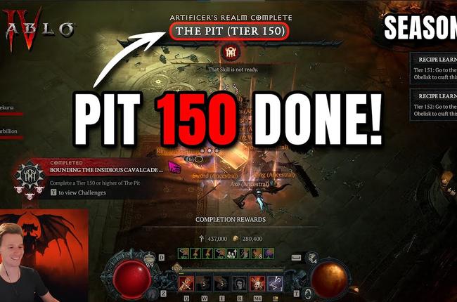 Rob2628 Completes The Pit Tier 150 Using a Support Barbarian in Diablo 4 Season 4