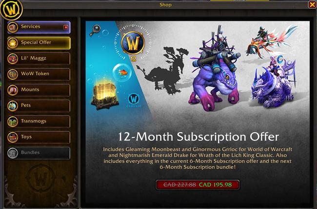 World of Warcraft Introduces Exciting New 12-Month Subscription