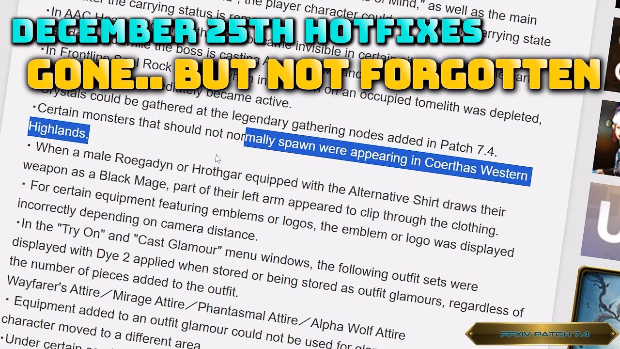 FFXIV Hotfix Patch on December 25th: Lv.1 Removed