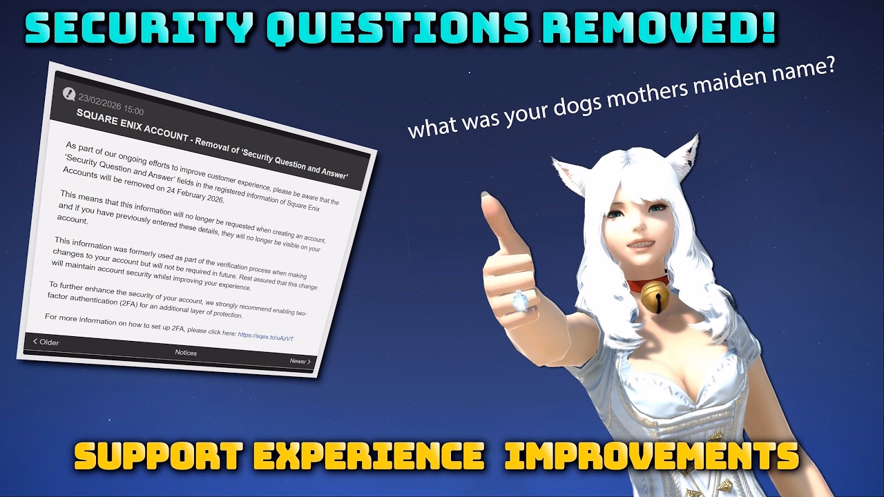 FFXIV Security Improvement: No More Security Questions!