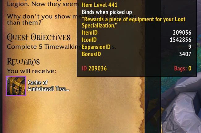 Weekly Quest for Legion Timewalking Rewards Limited to LFR Cache