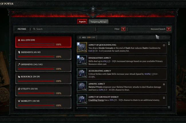 All 16 Brand-New Class-Specific Legendary Aspects in Diablo 4 Season 5