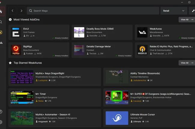 Wago App Version 2.0 Now Includes Support for Retail, Cataclysysm, and ElvUI