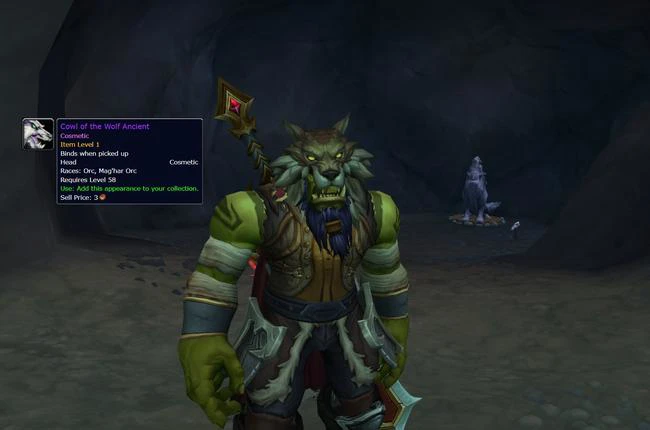 Emerald Dream's Wolf Helm - A Unique Cosmetic Cowl of Ancient Origins.