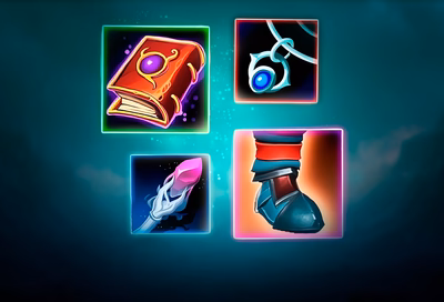 Fellowship character gear panel showing socketed Adept-tier set bonuses and a Champion unique weapon trait