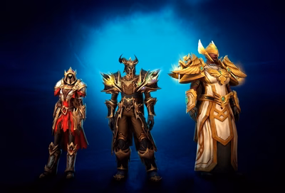 Fully geared WoW Midnight character wearing Season 1 tier set armor
