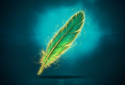 Glowing green Emerald Dream feather for a WoW druid flight form unlock