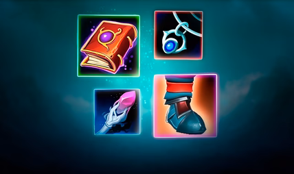 Fellowship character gear panel showing socketed Adept-tier set bonuses and a Champion unique weapon trait