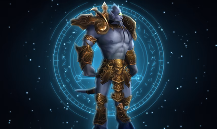 Blue-skinned, antlered forest guardian wearing ornate shoulder armor in the Hyjal Summit artwork.