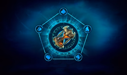 WoW Mythic+ Boost service ad showing a dungeon party preparing to time a Keystone run in Midnight Season 1.