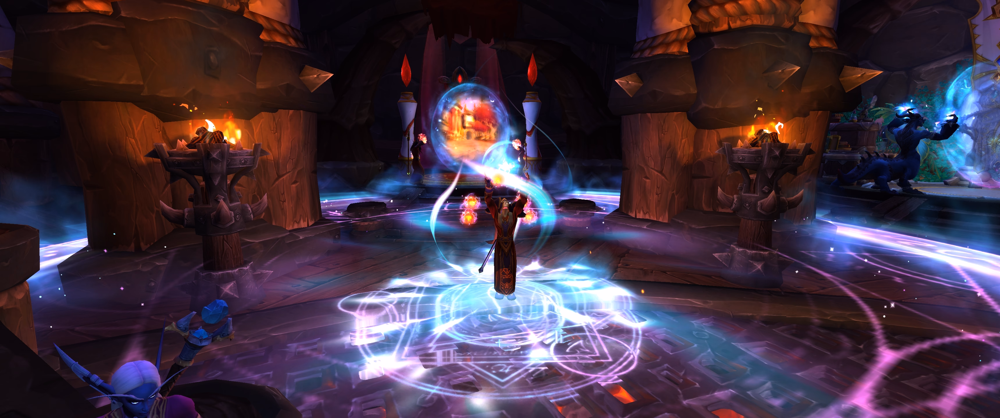 Arcane Mage casting Sunfury arcane spell with glowing rune circles