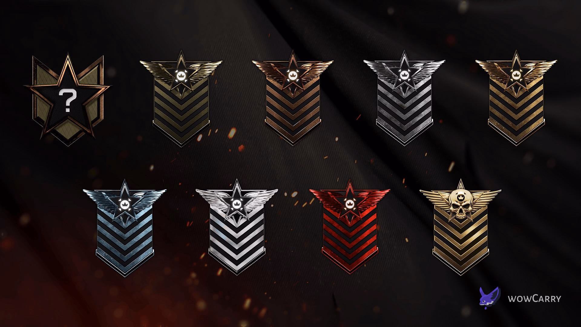 Battlefield REDSEC Ranked Battle Royale rank badges from Rookie through Master and Elite
