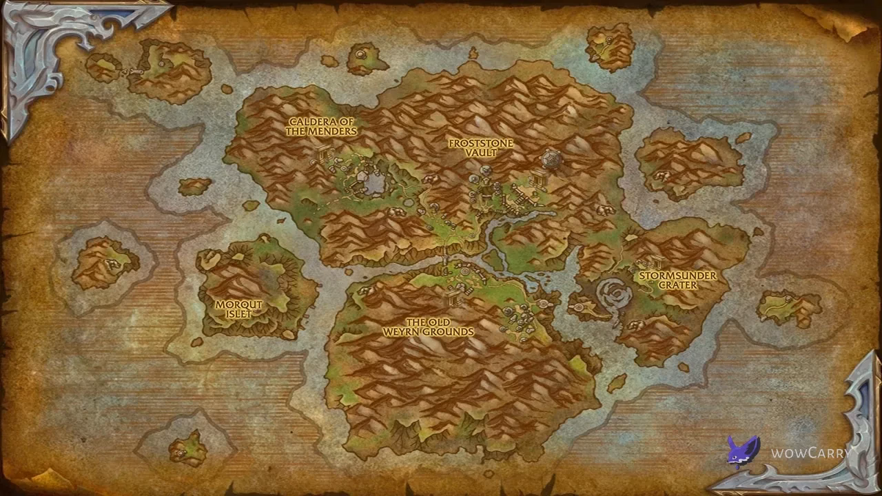Official Forbidden Reach map with Morqut Islet southwest of the main island