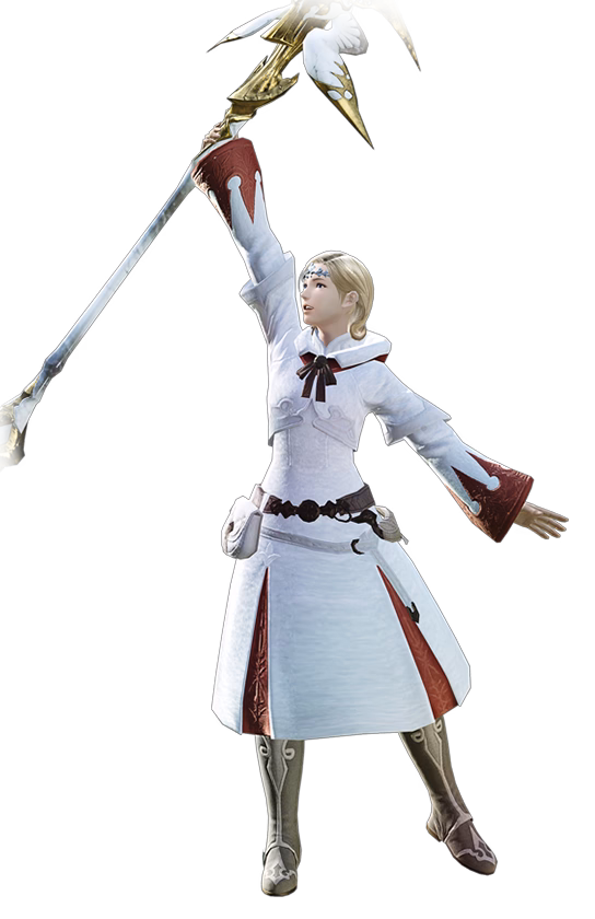 Official FFXIV White Mage character art in Dawntrail