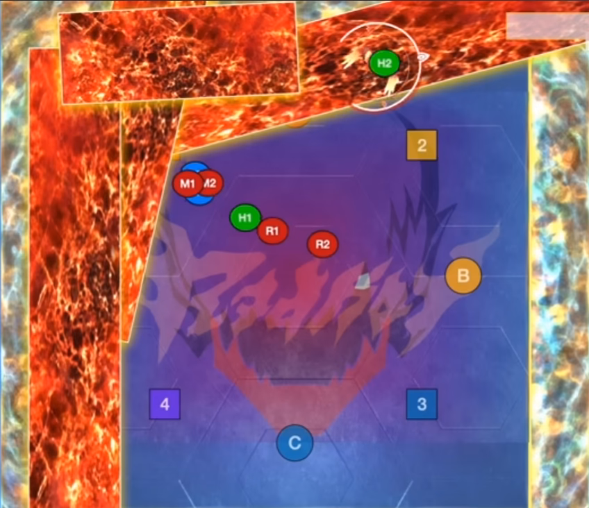M10S Flame Floater tether spread — players spread clockwise for safe zones