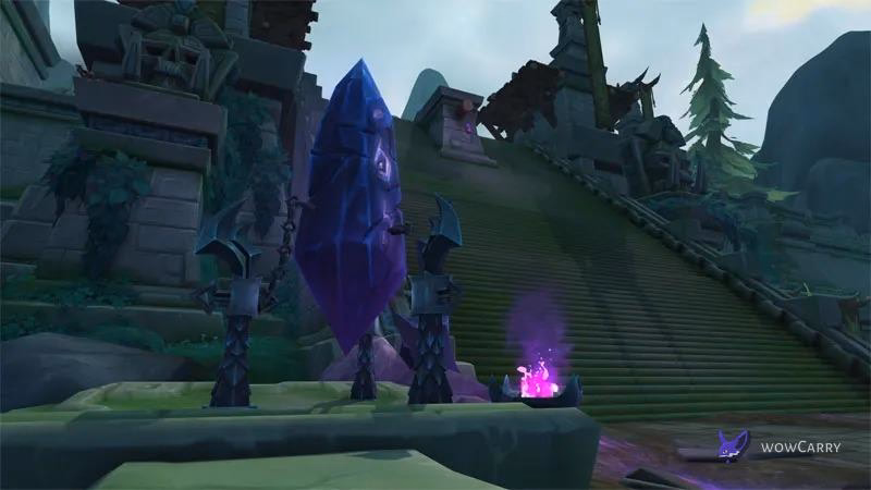 WoW Patch 12.0.5 Ritual Site in Eversong with void crystal monolith and ritual brazier
