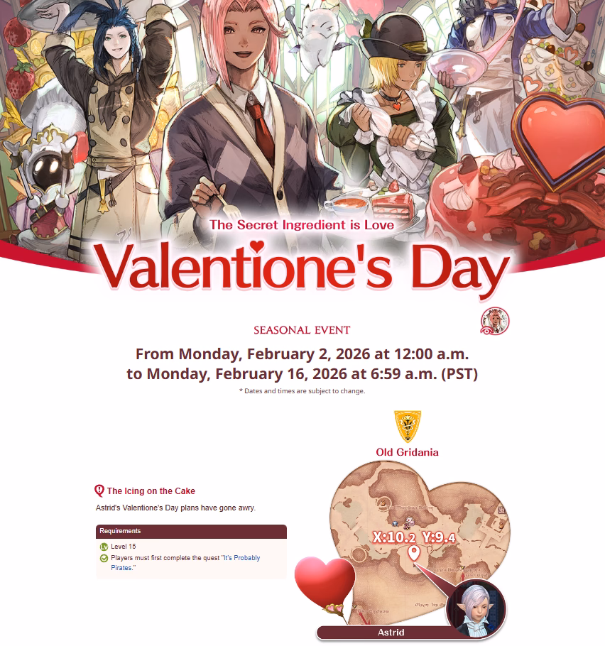 FFXIV Valentione's Day 2026 event preview screenshot