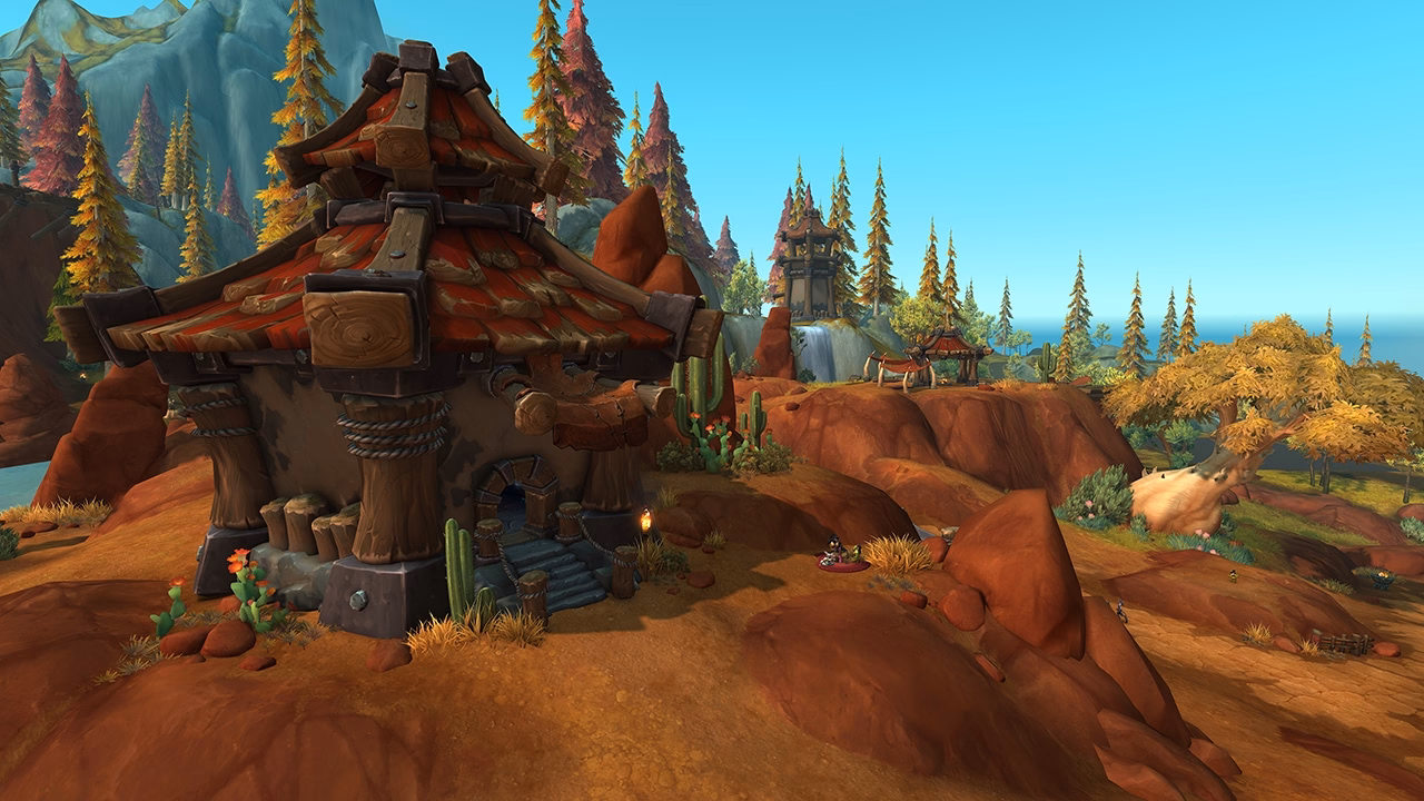 WoW Midnight Razor Wind Shores Horde housing neighborhood with tropical biomes