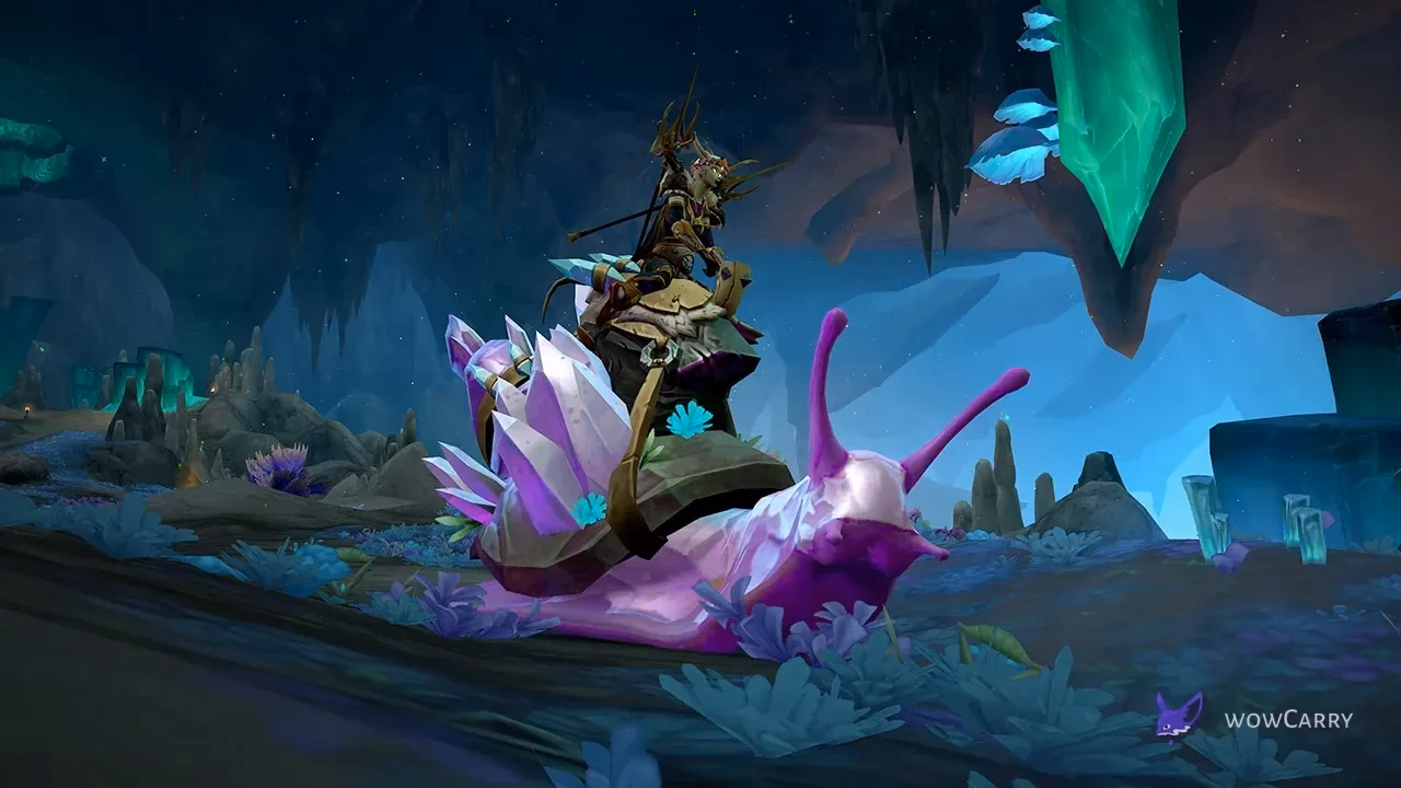 Big Slick in the City, the pink snail mount from Glimmerogg Racer, in Zaralek Cavern