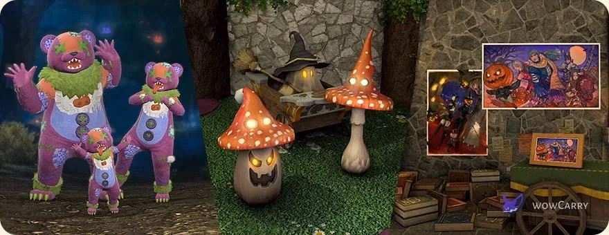 All Saints’ Wake 2026 bear outfit, mushroom decorations and advertisements