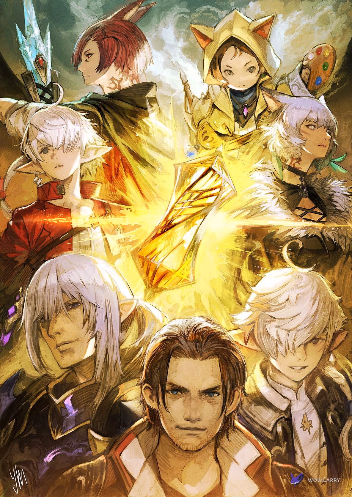 FFXIV Patch 7.5 Trail to the Heavens Scions key art illustration