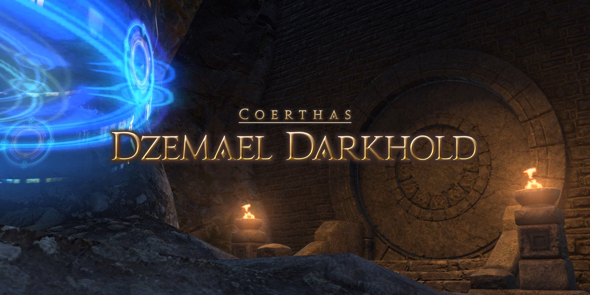 Dzemael Darkhold dungeon entrance in FFXIV, the dark stone fortress in Coerthas