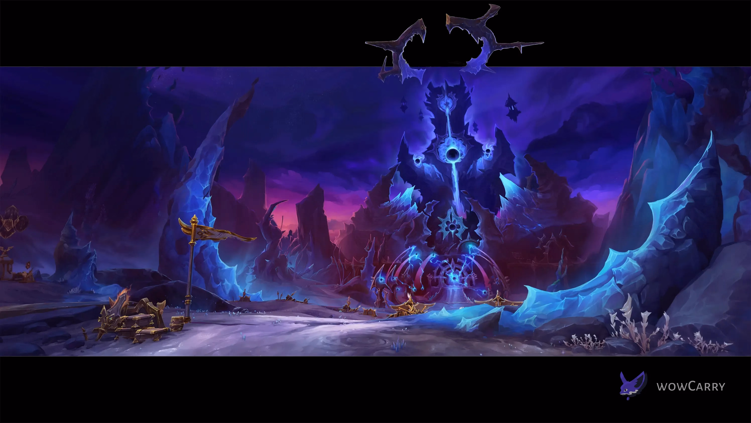 The Voidspire raid loading screen — Xal'atath's Voidstorm fortress