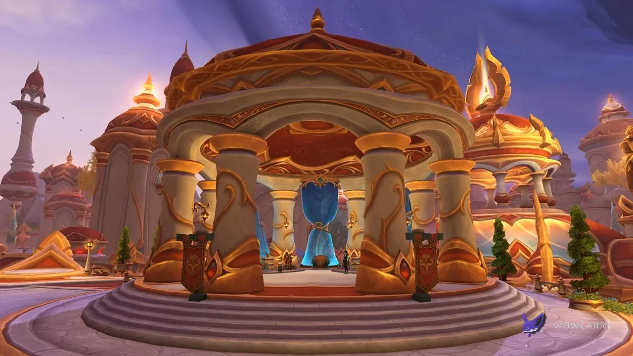 Tawny and Wilder Trading Post beneath a gold-roofed pavilion in renewed Silvermoon City