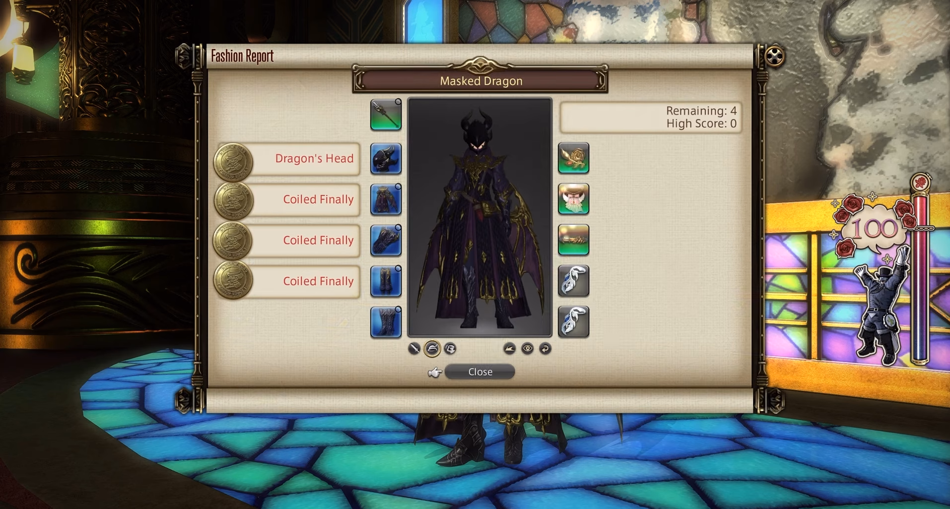 FFXIV Fashion Report Week 416 Masked Dragon gear selection in the Manderville Gold Saucer