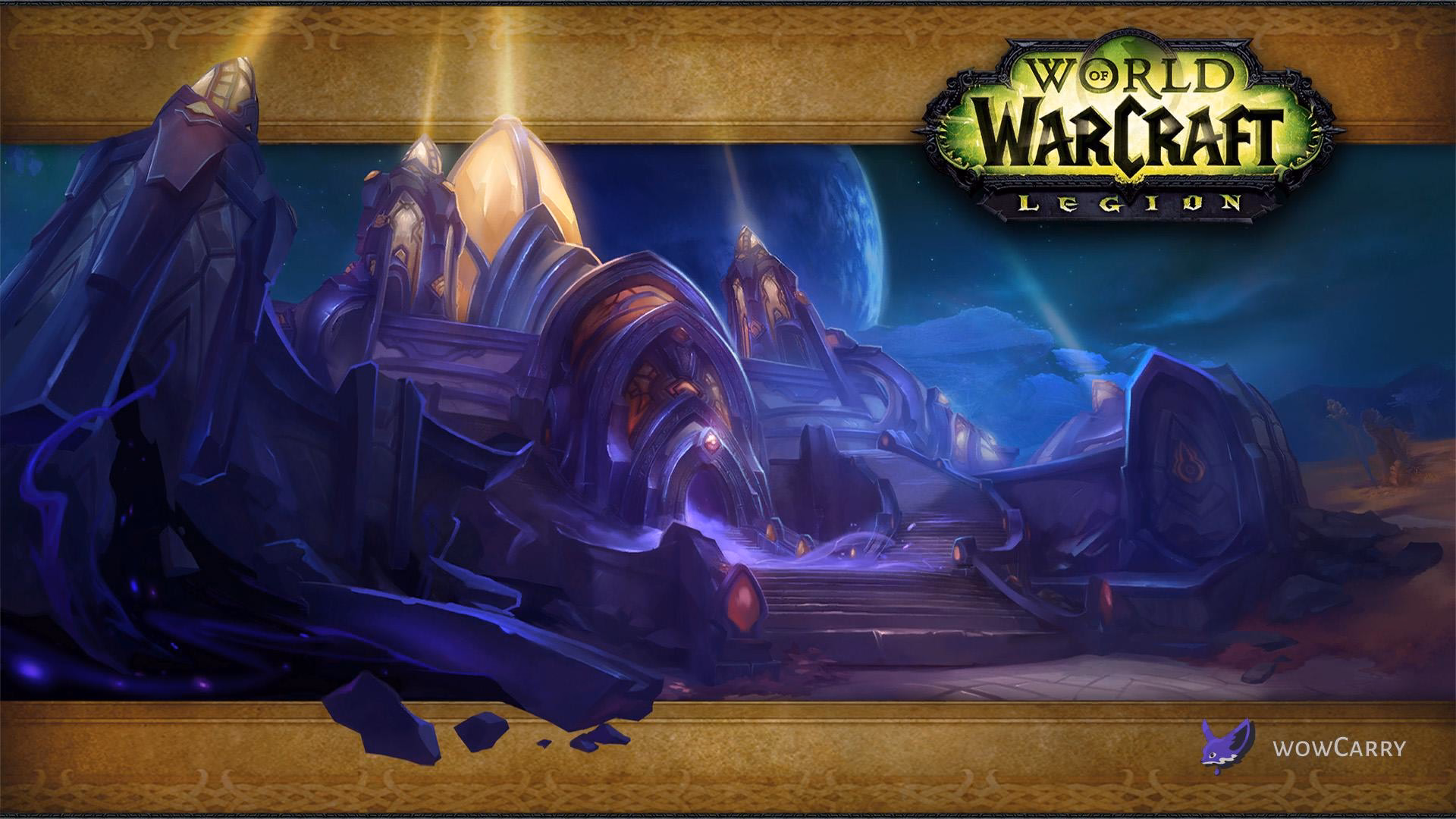 Seat of the Triumvirate dungeon loading screen showing the void-corrupted eredar throne hall on Mac'Aree